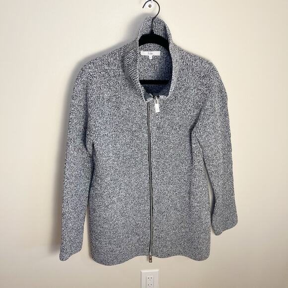 TIBI Tech Poly Sculpted Zip-Up Sweater Jacket Size Large - Picture 3 of 10